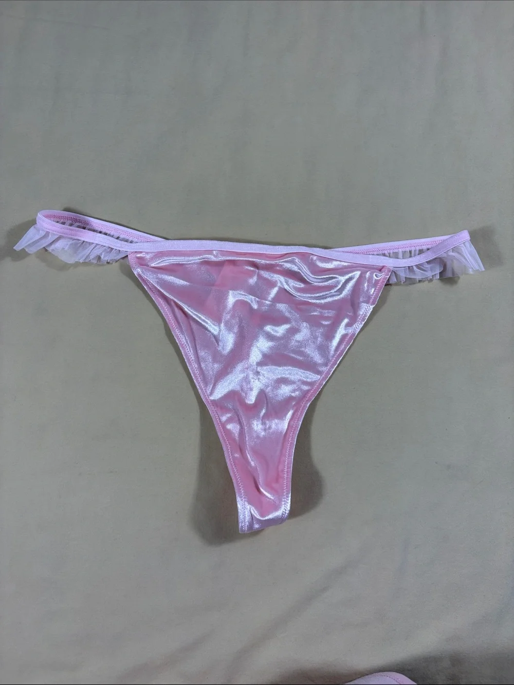 Auden Pink Velour Ruffle Lingerie Set Womens XXL Thong Underwire Matching NWT